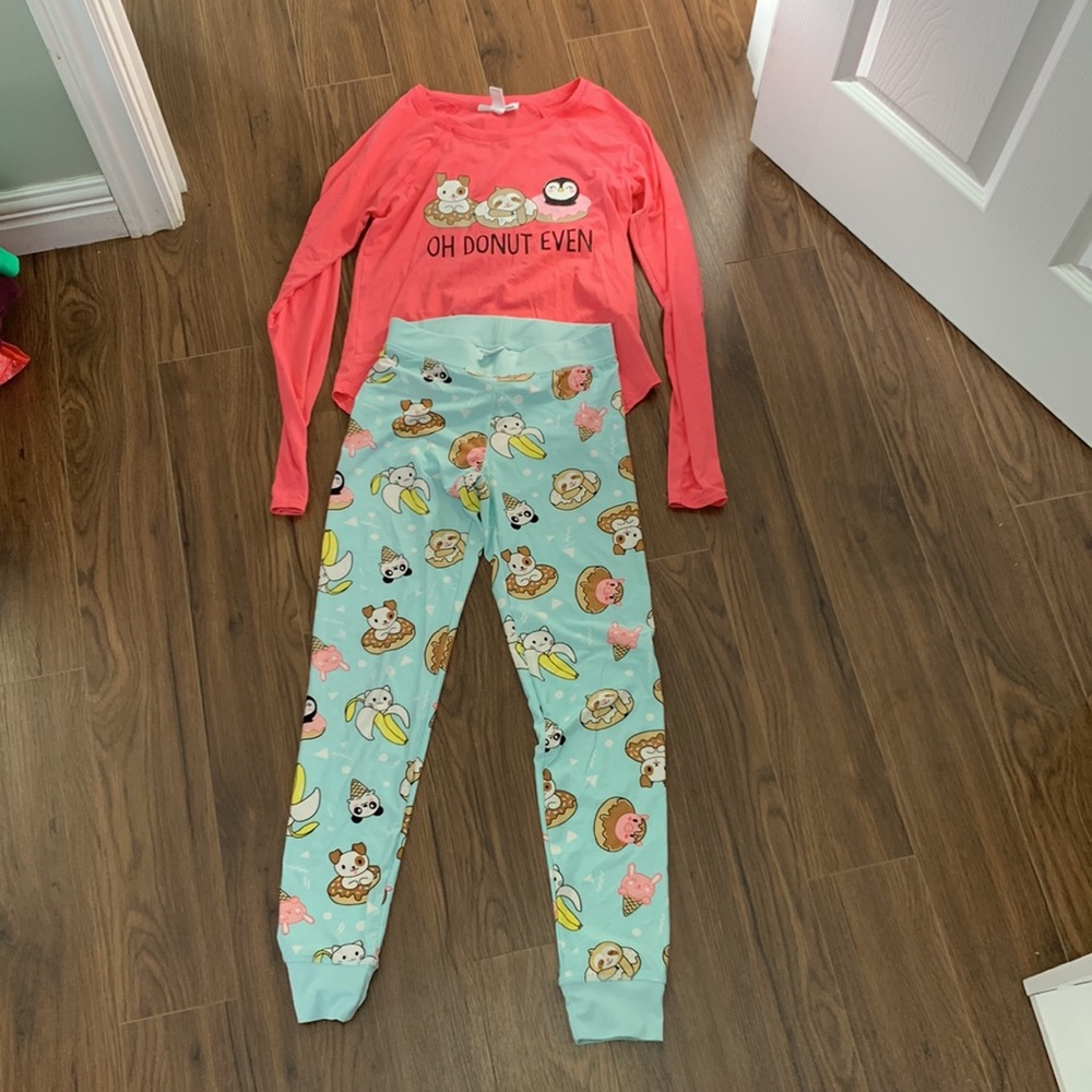 Women's Pink and Blue Pajama Set - Picture 3 of 3